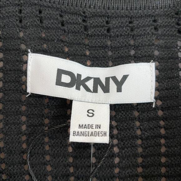 DKNY Crochet Shirt Men Size S Black Button Up Short Sleeve Preppy Festival NWT - Picture 7 of 11